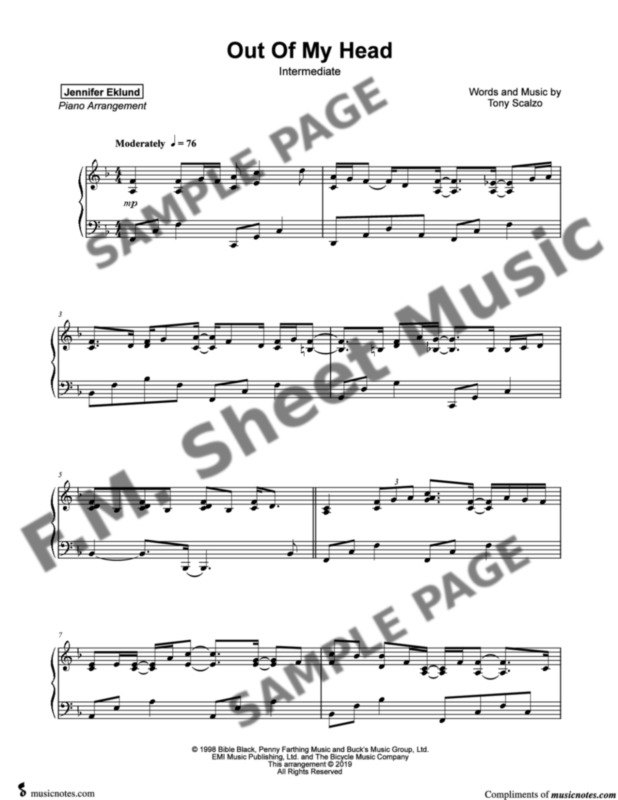 fastball out of my head sheet music